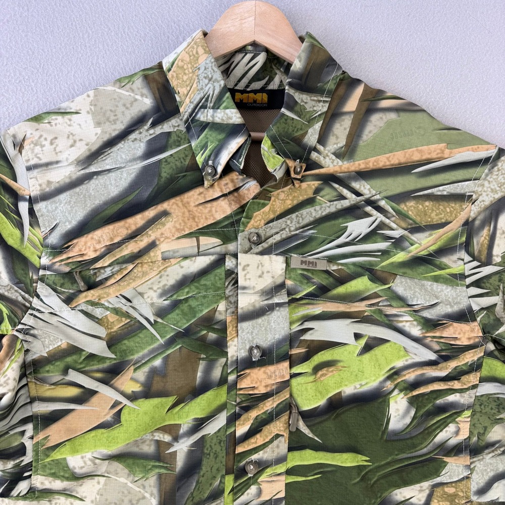 MMI Outdoor Camo Fishing Tech‎ Flannel Shirt Mens XL Long Sleeve Ripstop Hunting